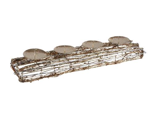 Ratanový svietnik zlatý vianočný 10x40cm R4016