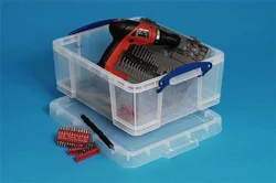 Really Useful Box na skladování CD a DVD, plastový, s víkem, 18 l, průhledný