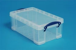Really Useful Box na skladování papírů A4, plastový, s víkem, 9 l, průhledný