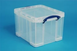 Really Useful Box na skladování závěsných složek a pořadačů, plastový, s víkem, 35 l, průhledný