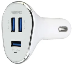 Remax RCC-302 White Autonabíječka s 3x USB 6.3A, bílý