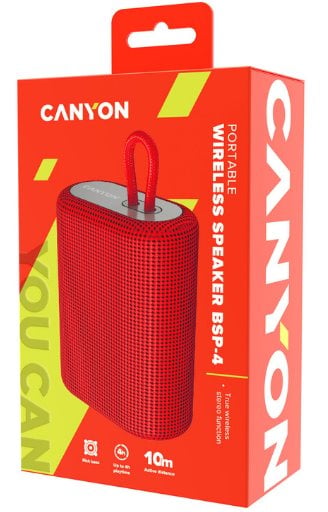 Reproduktor CANYON BSP-4, BT V5.0, BLUETRUM AB5365A, 5W, 1200mAh, USB-C, microSD, červený