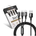RhinoTech 3v1 USB-A kábel Micro + Lightning + Type-C 1,2 m čierny