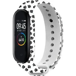 Rhinotech remienok pre Xiaomi Mi Band 3 / 4 biely - motív stopy