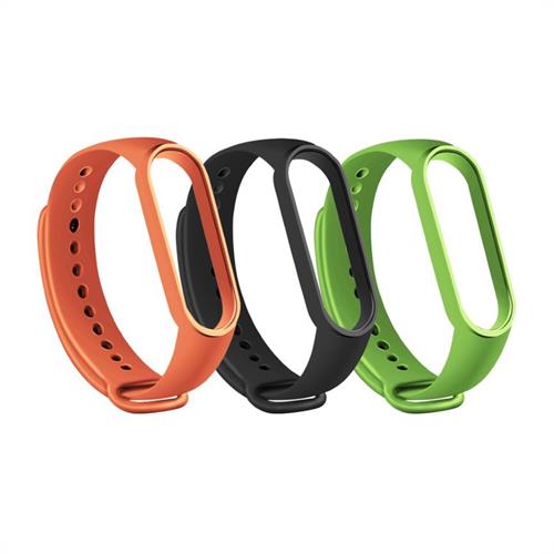 RhinoTech řemínky pro Xiaomi Mi Band 3/4  (3-pack černá, oranžová, zelená)