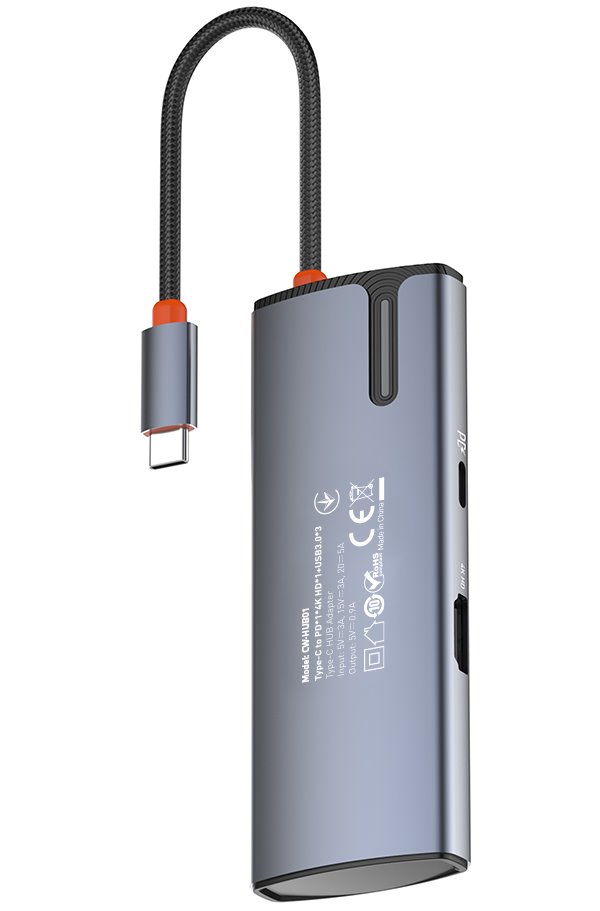 Rozbočovač ColorWay 5v1 USB/ 1x USB-C/ 1x HDMI/ 3x USB-A