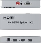 Rozbočovač HDMI 2.1 PremiumCord, 1-2 porty, 8K@60Hz, 4K@120Hz, 1080p, HDR