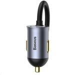 Rýchla nabíjačka do auta Baseus s predlžovacím káblom 3x USB-A, 1x Type-C 120W sivá