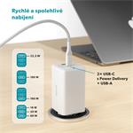 Rýchla nabíjačka Epico UltraBoost GaN 100W Power EA100 + 1,2 m kábel USB-C - biela
