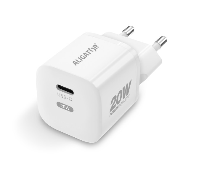 Rychlá nabíječka ALIGATOR Mini, PD 20W USB-C, bílá