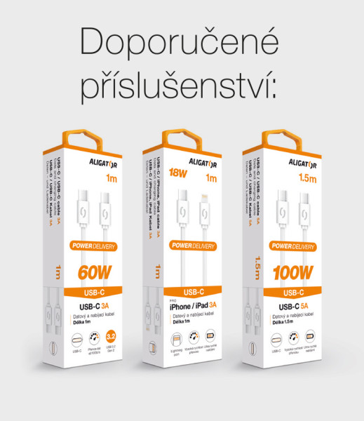 Rychlá nabíječka ALIGATOR Mini, PD 20W USB-C, bílá