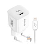 Rychlá nabíječka ALIGATOR Mini, PD 20W, USB-C/Lightning kabel, bílá