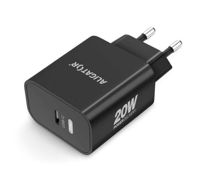 Rychlá nabíječka ALIGATOR PD 20W USB-C, USB-C/USB-C, černá
