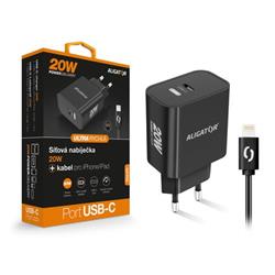 Rychlá nabíječka USB-C ALIGATOR PD 20W s kabelem USB-C/Lightning(iPhone), černá