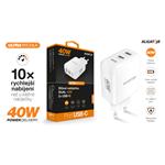 Rýchlonabíjačka ALIGATOR, PD 40W 2xUSB-C, biela