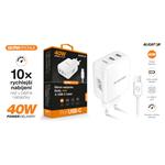 Rýchlonabíjačka ALIGATOR, PD 40W, 2xUSB-C, kábel USB-C/USB-C, biela