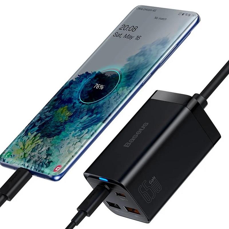 Rychlonabíječka do sítě Baseus GaN3 Pro, 2x USB-C, 2x USB 65W černá