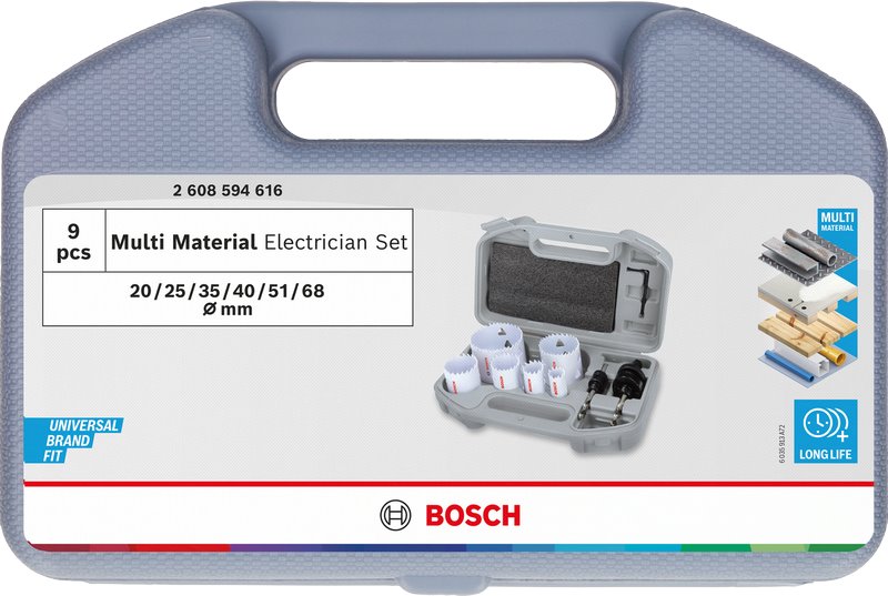 Sada závitových dierovačov BOSCH pre rôzne materiály, 20; 25; 35; 40; 51; 68 × 40 mm (2.608.594.616)