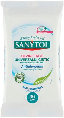 Sanytol dezinfekce jednorázové čistící utěrky antialergenní 36ks