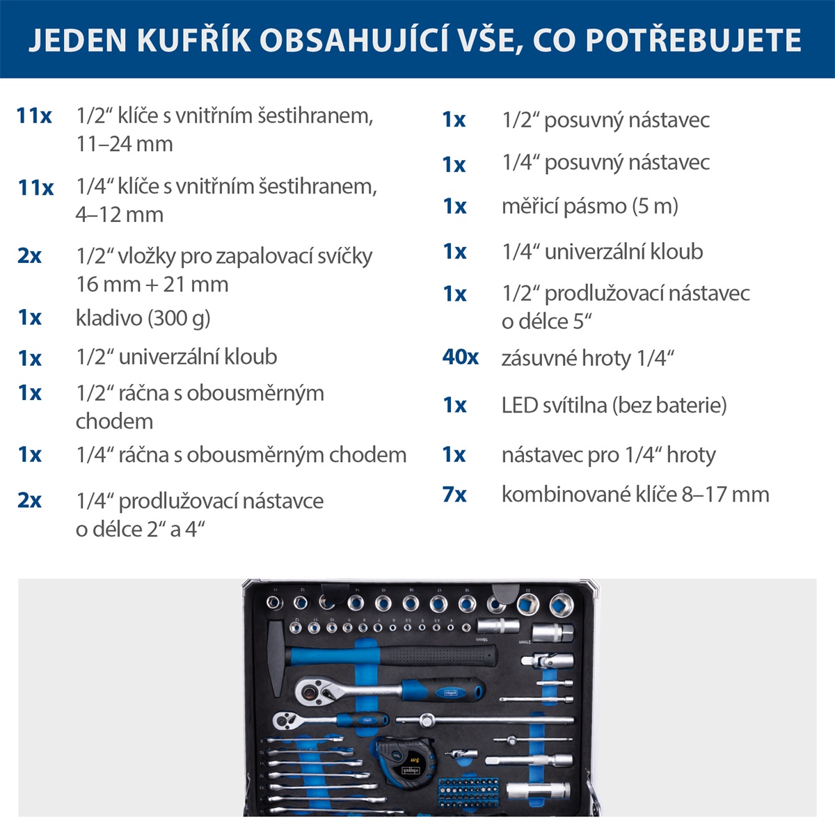 Scheppach Hliníkový kufr s náradím, 141 dielov TB 200