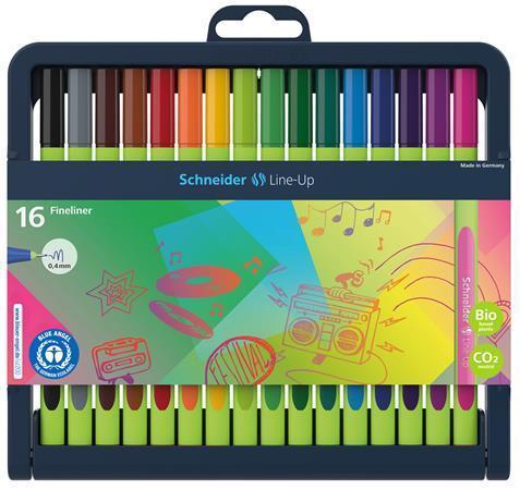 SCHNEIDER Fineliner "Line-Up", sada 16 ks rôznych farieb, 0,4 mm