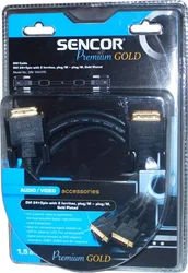 SENCOR DVI 24+5pin se 2 ferity, konektor/M - konektor/M, pozlacený, délka 2,5 m