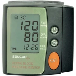 SENCOR Tlakoměr na zápěstí SBP 100, Detekce symptomů srdeční arytmie, funkce Fuzzy Logic, velký LCD,