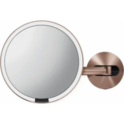 Senzorové nástenné kozmetické zrkadlo Simplehuman, LED osvetlenie, 5x, sieť, ružovo zlatá oceľ