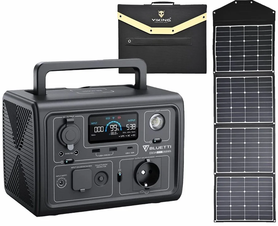 Set bateriový generátor BLUETTI EB3A a solární panel Viking L180