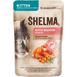 SHELMA Cat Kitten losos a rakytník v omáčke, kapsička 85 g