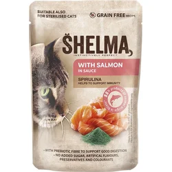 SHELMA Cat losos se spirulinou v omáčce, kapsička 85 g