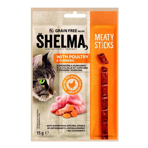 SHELMA Tyčinky s hydinou a kurkumou GF 15 g