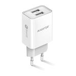 Sieťová nabíjačka ALIGATOR USB-C 2xUSB výstup, 2,4 A, inteligentný IC, biela
