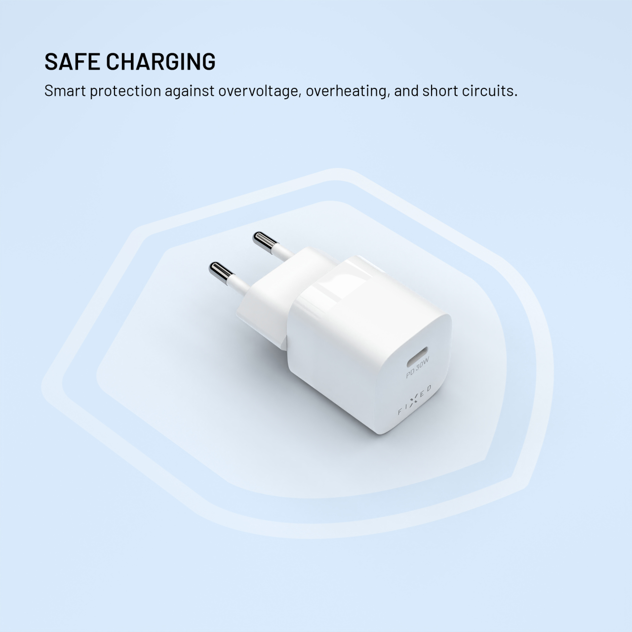 Sieťová nabíjačka FIXED Mini GaN s výstupom USB-C a podporou PD, 30 W, biela