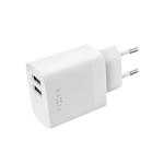 Sieťová nabíjačka FIXED s výstupom 2xUSB, 17W Smart Rapid Charge, biela