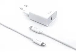 Sieťová nabíjačka FIXED s výstupom USB-C a káblom USB-C/Lightning, podpora PD, 1 meter, MFI, 18 W, biela