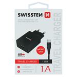 Sieťová nabíjačka SWISSTEN Smart IC 1x USB 1A napájací + dátový kábel USB / micro USB 1,2 m, čierna