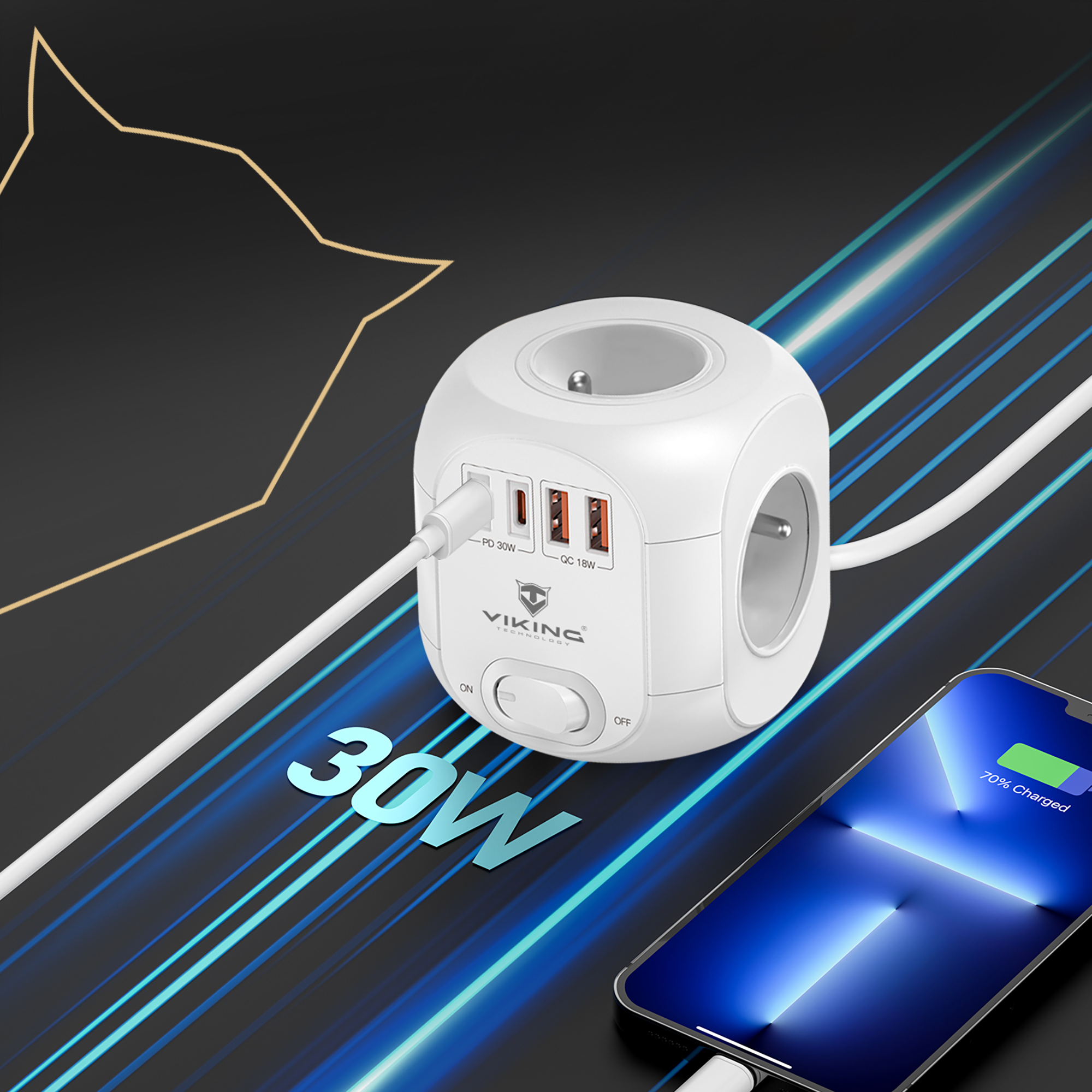 Sieťový adaptér Viking AC CUBE PD30