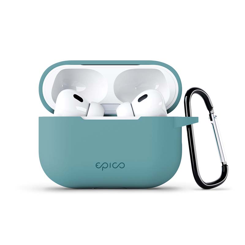 Silikónové puzdro Epico s karabínou | AirPods Pro 3 | modro-šedé | bezpečnostná karabína