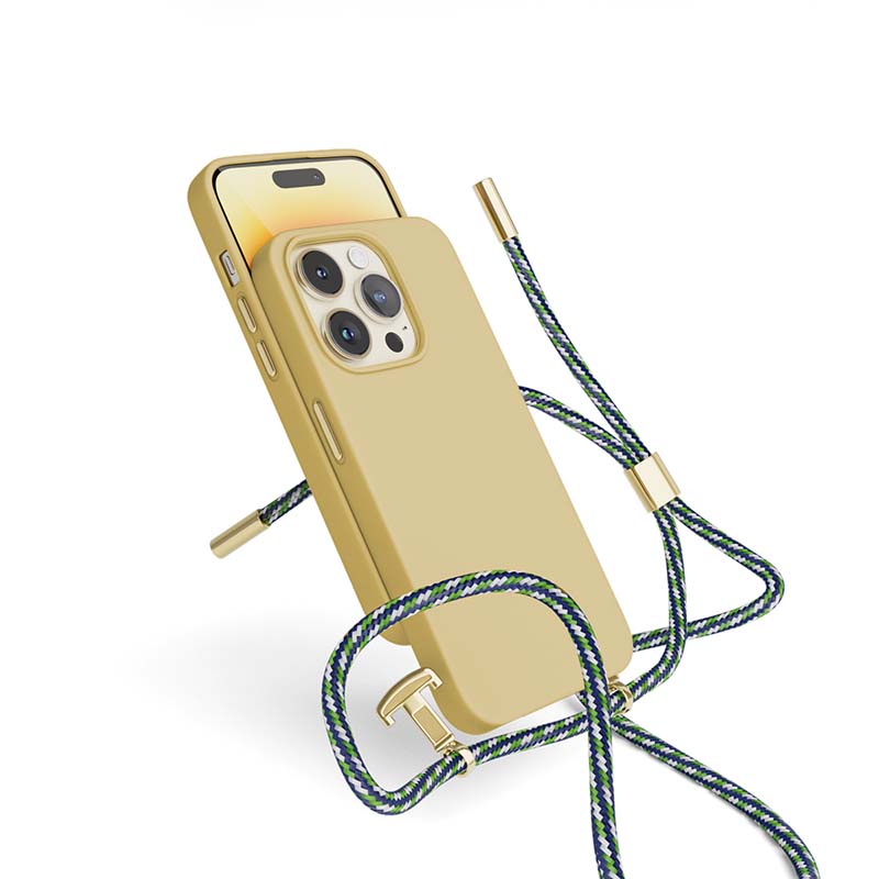 Silikónové puzdro EPICO so šnúrkou pre iPhone 14 Plus (6,7") – piesková farba