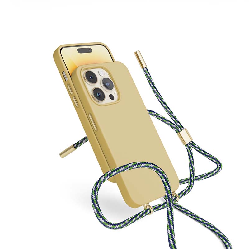 Silikónové puzdro EPICO so šnúrkou pre iPhone 14 Plus (6,7") – piesková farba