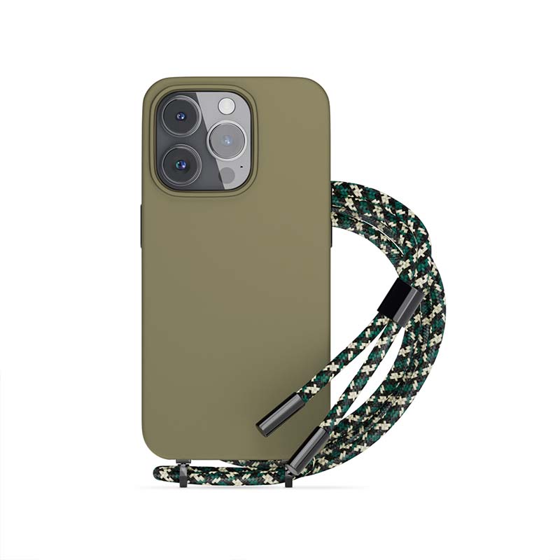 Silikónové puzdro EPICO so šnúrkou pre iPhone 14 Plus (6,7") – zelené