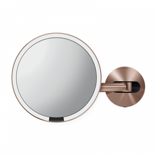Simplehuman Kosmetické zrcátko na zeď Sensor, LED osvětlení, 5x, síťové, Rose Gold ocel