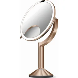 Simplehuman Kosmetické zrcátko Sensor TRIO, LED osvětlení, 1x/5x/10, dobíjecí, rose gold