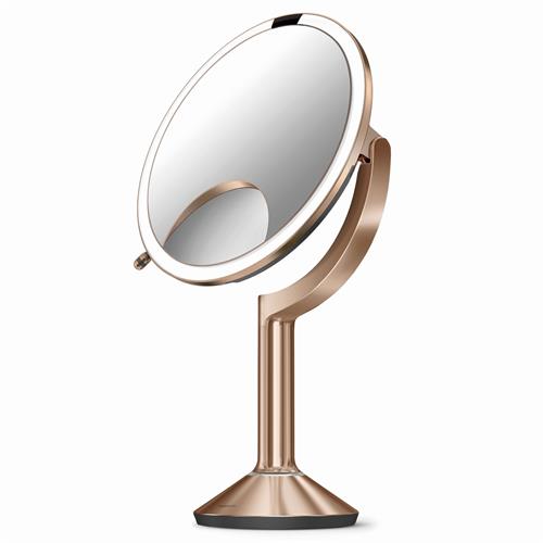 Simplehuman Kozmetické zrkadlo Sensor TRIO, LED osvetlenie, 1x/5x/10, dobíjateľné, ružovo zlaté
