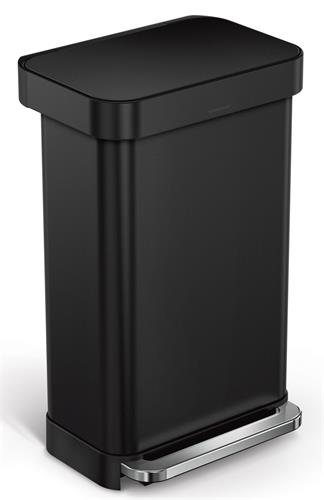 Simplehuman Pedal bin 45 L, matná čierna oceľ, vrecko na tašku