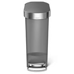 Simplehuman pedálový odpadkový koš, 40 l, šedý plast, úzký, oválný, s nerez krytem sáčku