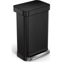 Simplehuman Pedálový odpadkový koš 45 l, matná černá ocel, kapsa na sáčky