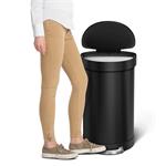Simplehuman Pedálový odpadkový kôš 45 l, polkruhový, matná čierna oceľ, rám tašky