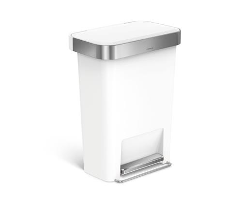 Simplehuman Pedálový odpadkový kôš 45 l, vrecko na tašku, obdĺžnikový, biely plast / nerezová oceľ